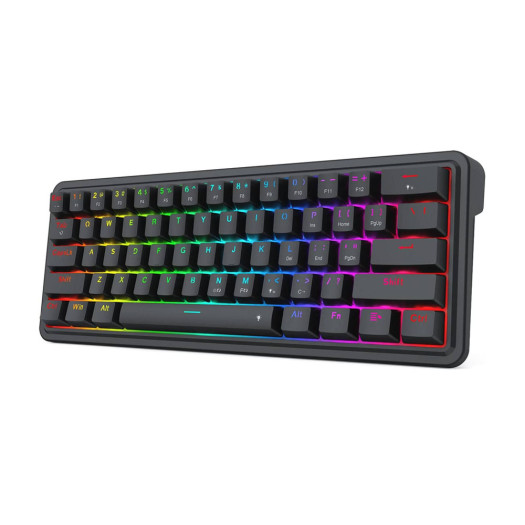 Redragon Ironguard K722 60% Wired Mechanical Keyboard, 61 Keys, Hot-Swappable Switch, 3-Layer Noise Dampening, Dragon Chant Switch, Free-Mod Socket, Black | K722-RGB